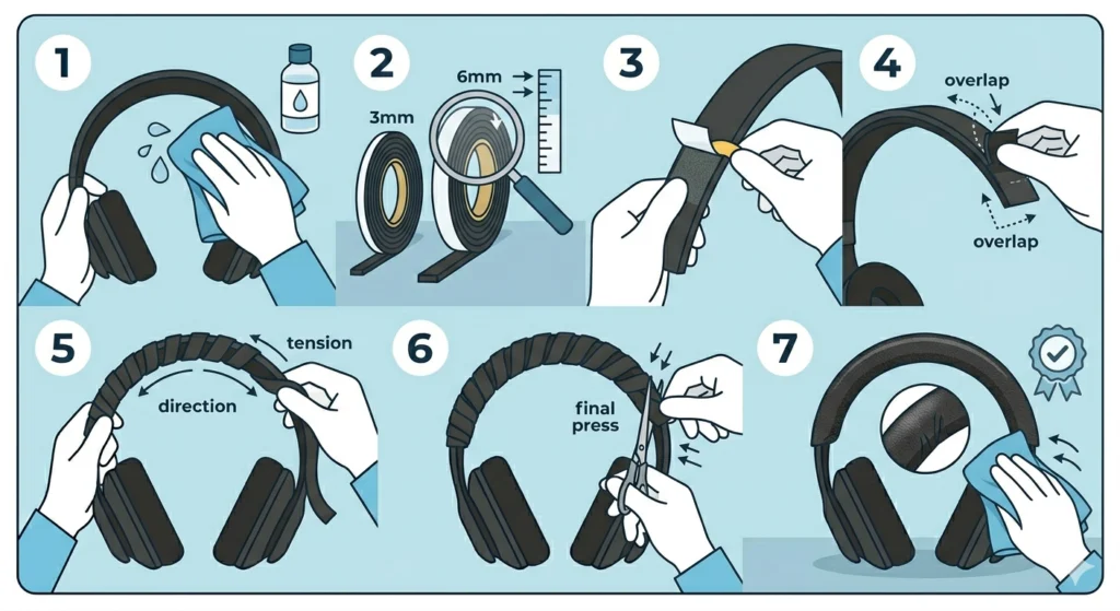 Wrap the Headband with Self-Adhesive Foam Tape