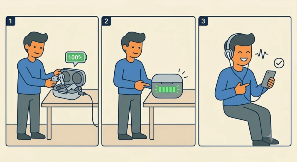 Charge the Earbuds Fully Before Use