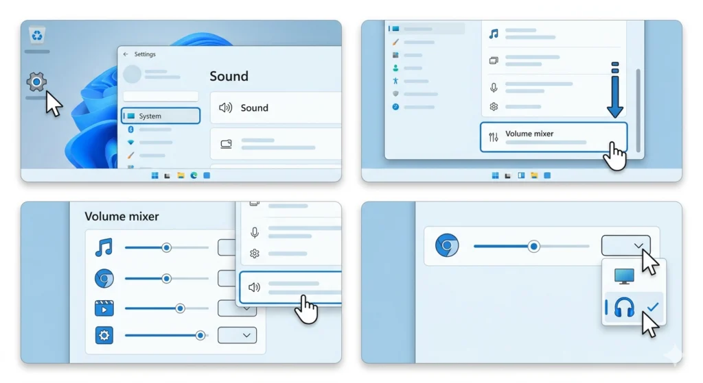 Check the App-Specific Audio Output Setting