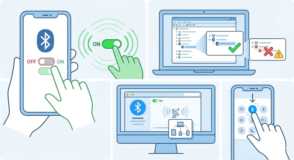 Check the Device’s Bluetooth Is Actually On and Discoverable