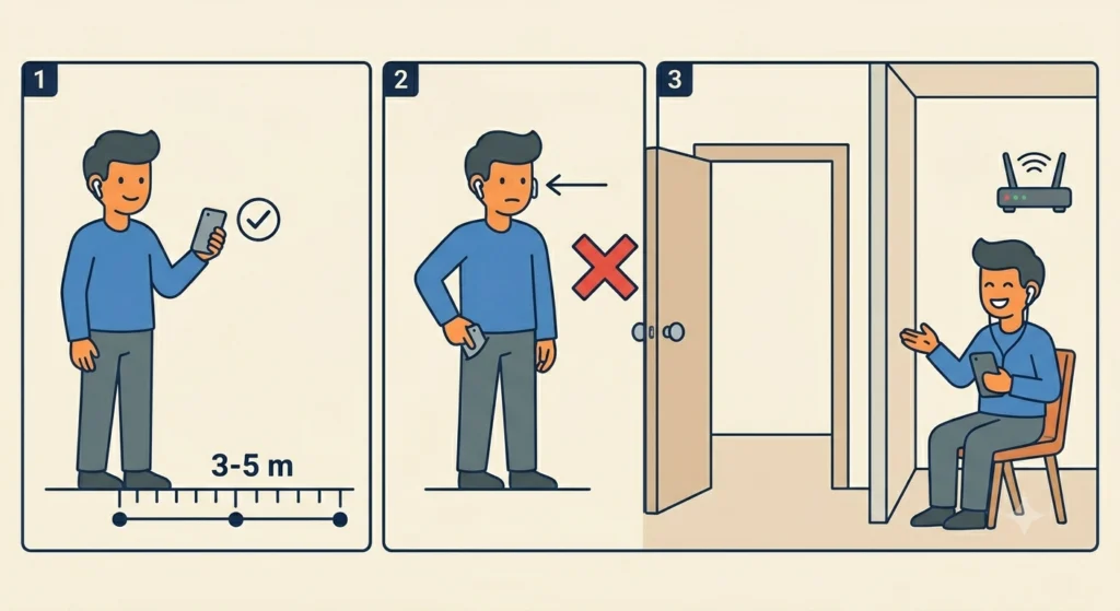 Close the Distance Between Earbuds and Source Device