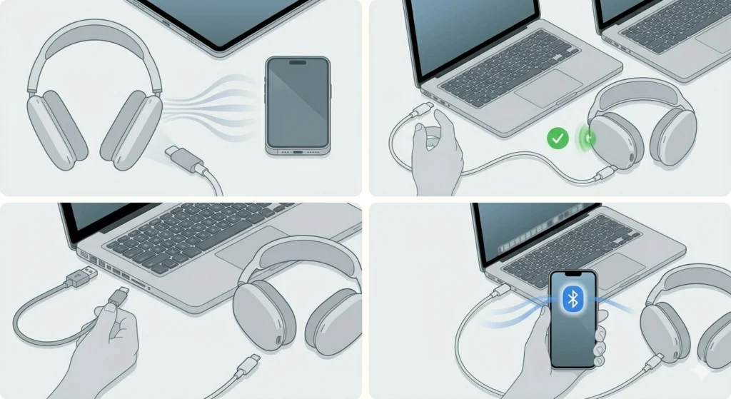 Connecting AirPods Max Using a USB-C Cable