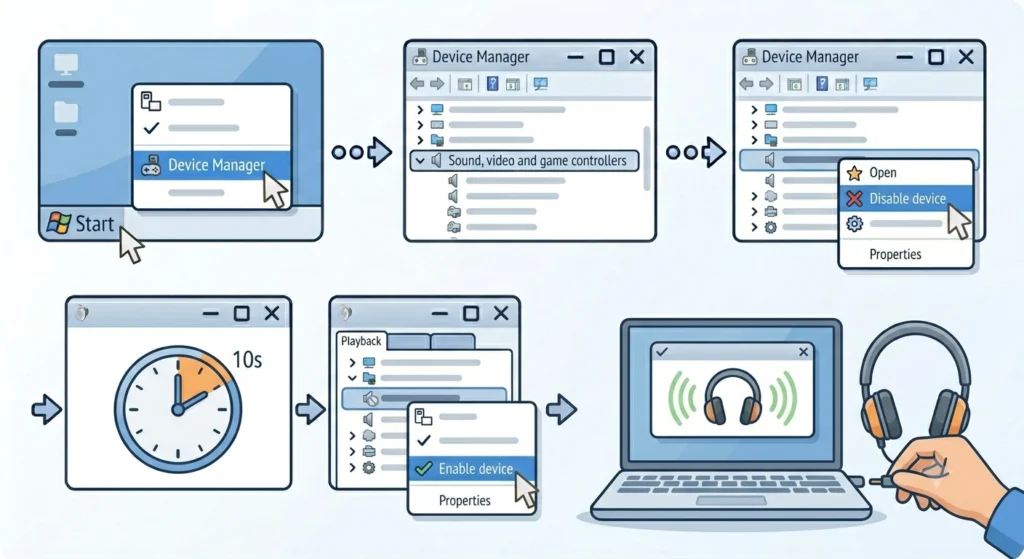 Disable and Re-enable the Audio Device