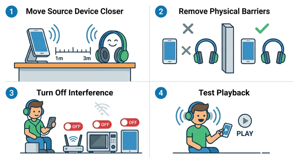Move the Source Device Closer and Remove Interference