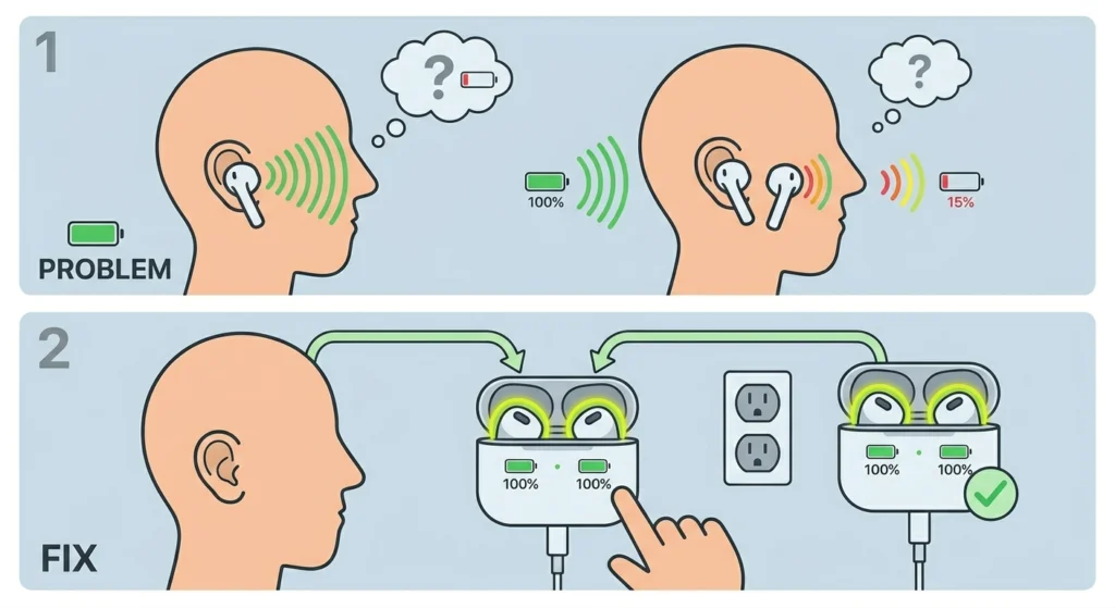 One AirPod Shows Lower Battery Than the Other
