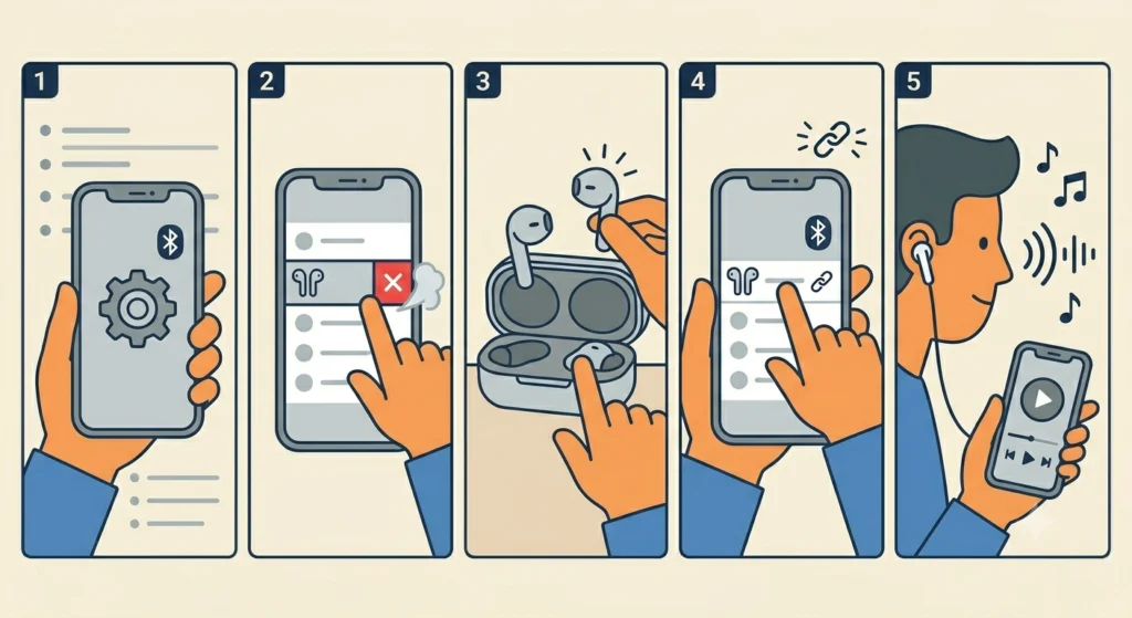 Re-Pair the Earbuds to the Source Device