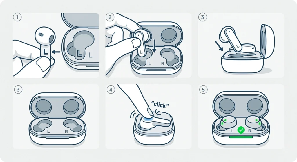 Reset and Re-seat the Earbuds Correctly