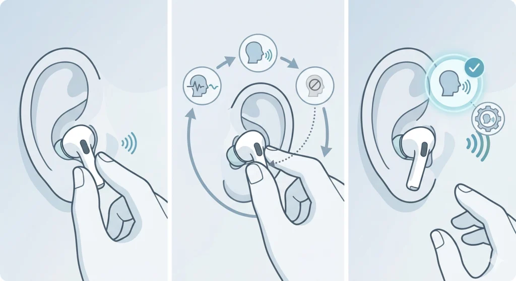 Squeeze the AirPods Stem