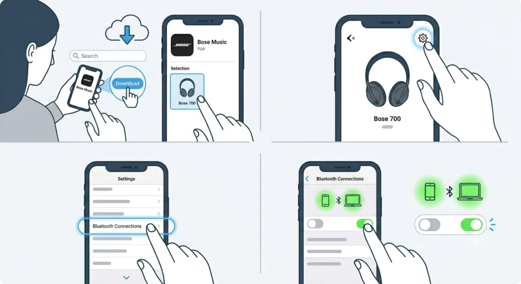 Turn On Multipoint Connection in the Bose Music App