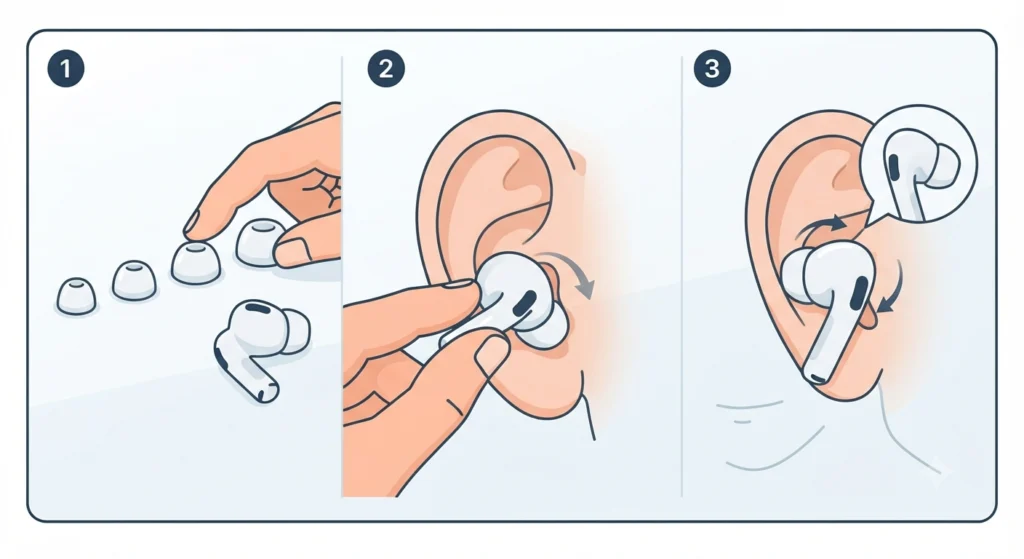 Choose the Right Ear Tips and Insert the Earbuds