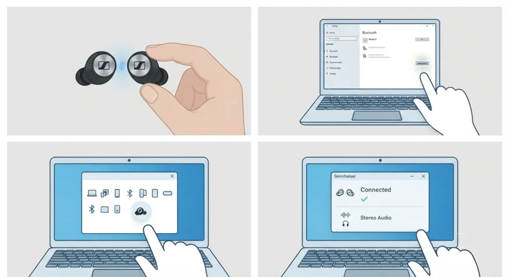 Connecting the Earbuds to a Windows Laptop or PC