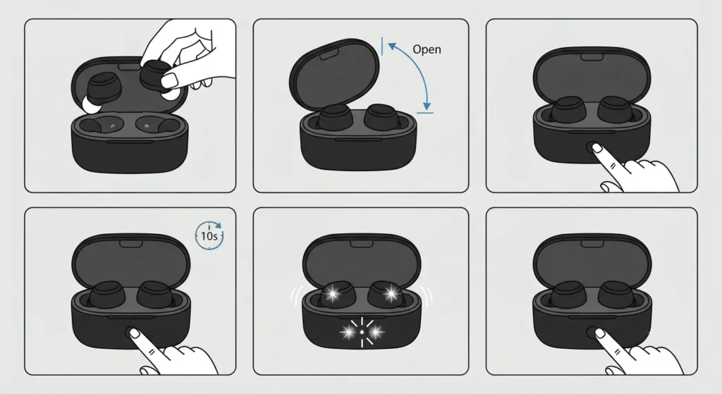 Reset Using the Charging Case Button