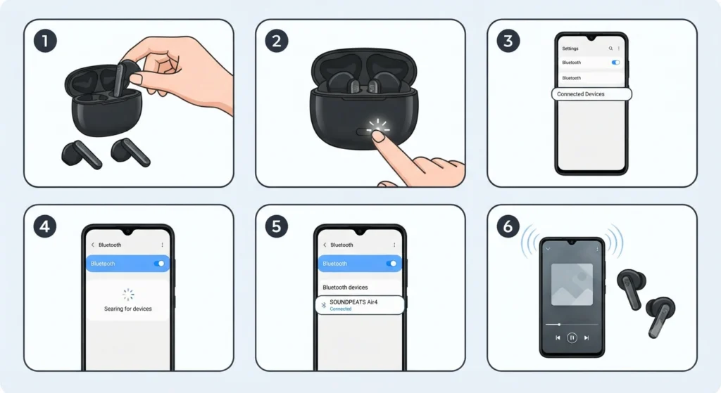 Step-by-Step Guide to Pair Soundpeats Air 4 with Android