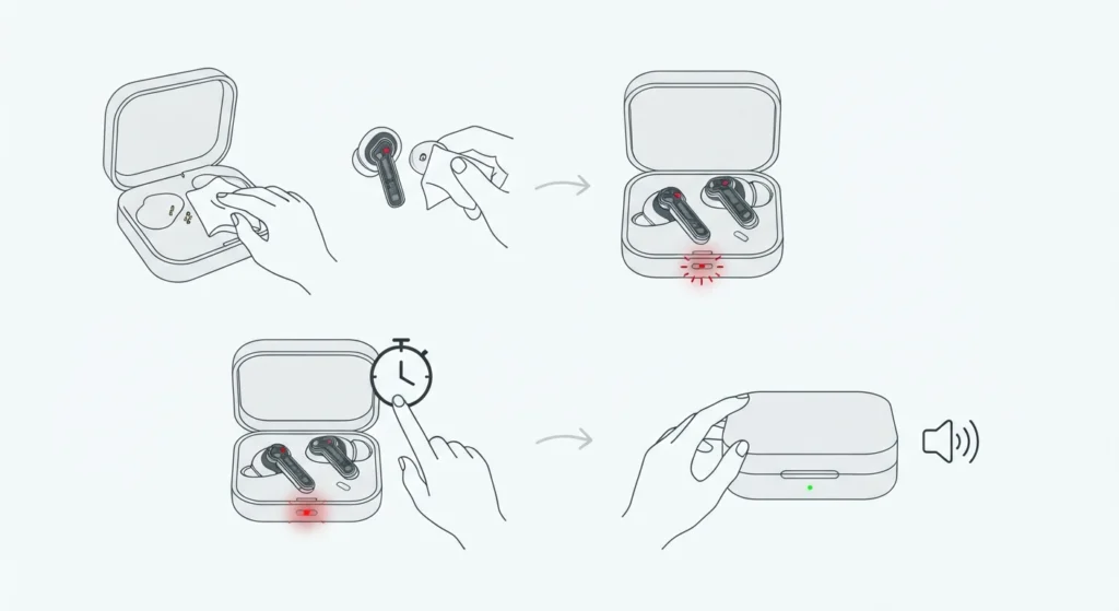 Charge the Earbuds Fully and Check the Contacts