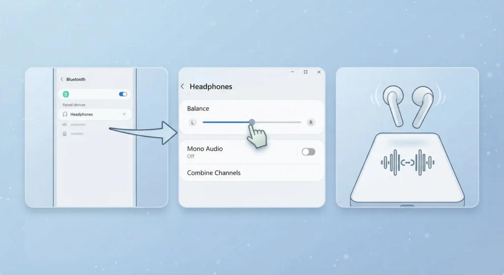 Check the Balance and Mono Audio Toggle
