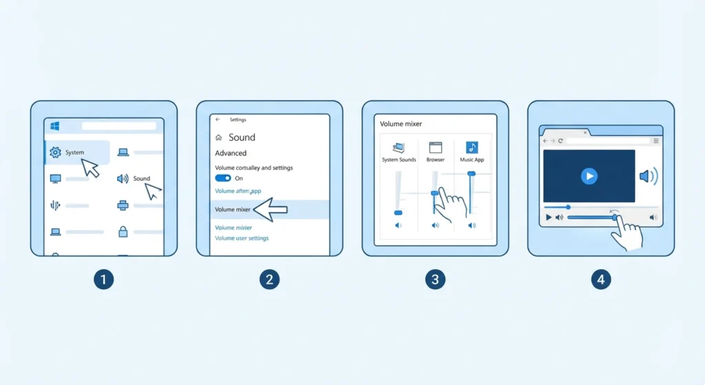 Check the Volume Mixer for App Levels