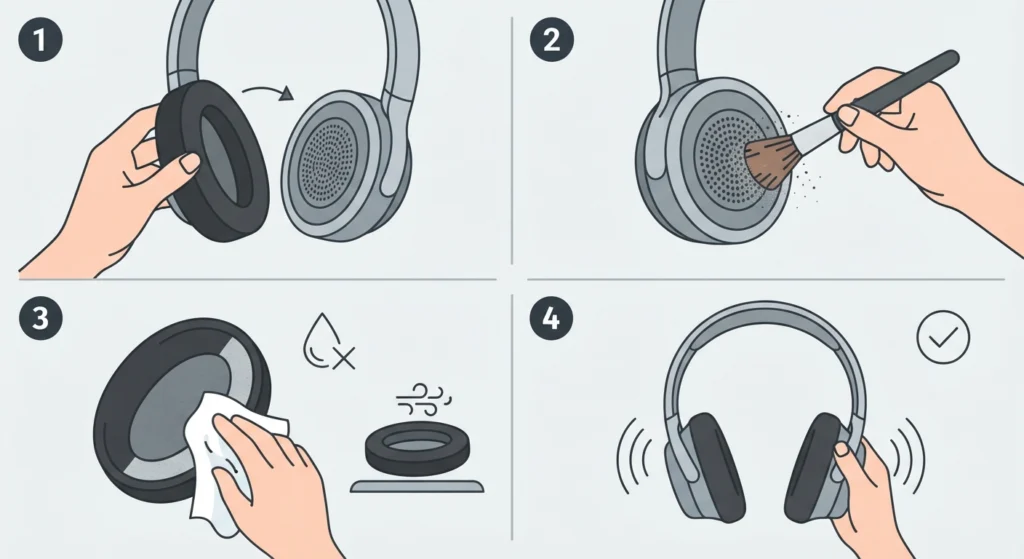 Clean the Ear Cushions and Speaker Grilles