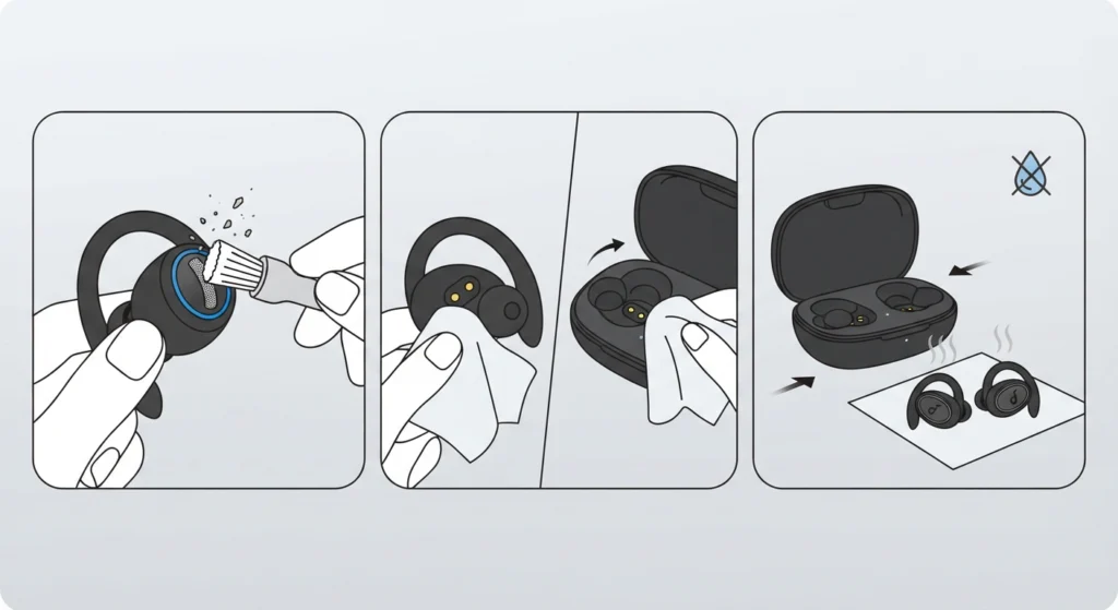 Clean the Earbuds and Charging Case Contacts