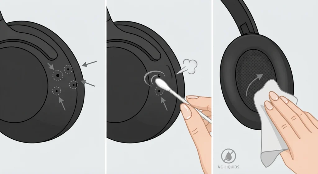 Clean the Microphones and Vent Openings