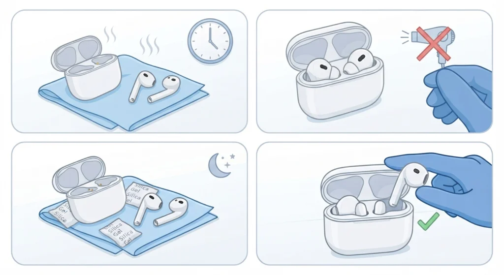 Dry Out Moisture From the Case or Earbuds