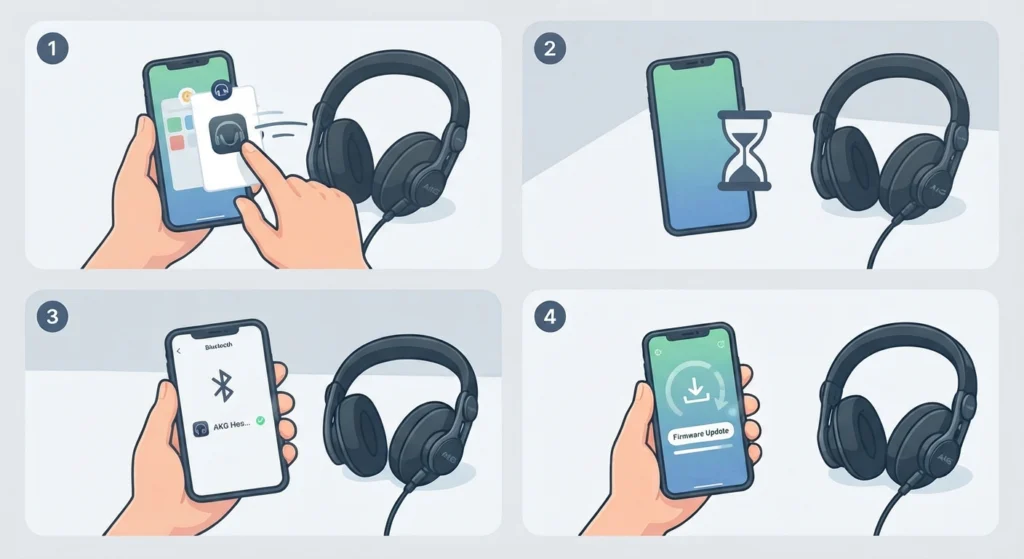 Force Close and Reopen the AKG Headphones App