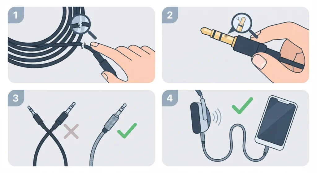 Inspect the Audio Cable and 3.5mm Jack