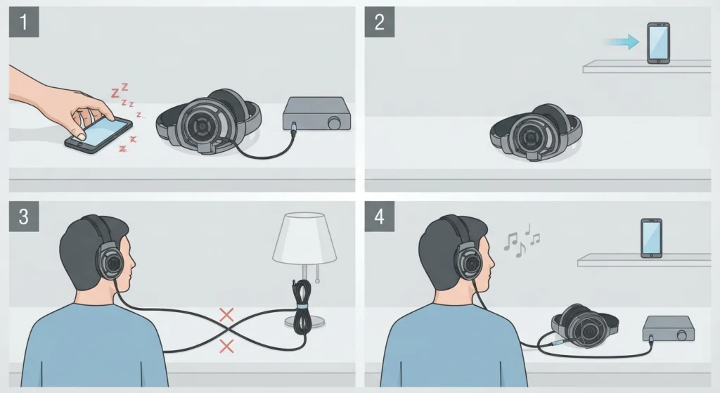 Move Signal Sources Away From the Headphones