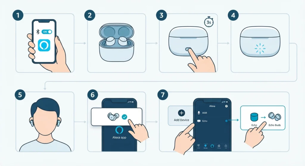 Put the Echo Buds Into Pairing Mode and Register Them in the App