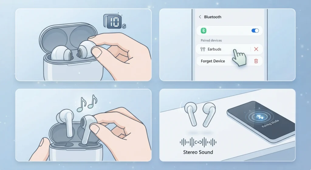 Re-Pair Bluetooth Earbuds for Correct Stereo Sound