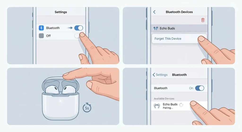 Re-Pair the Echo Buds With the Connected Device