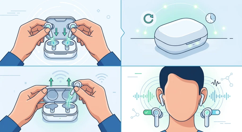 Restart the Earbuds and Reseat Them in the Case