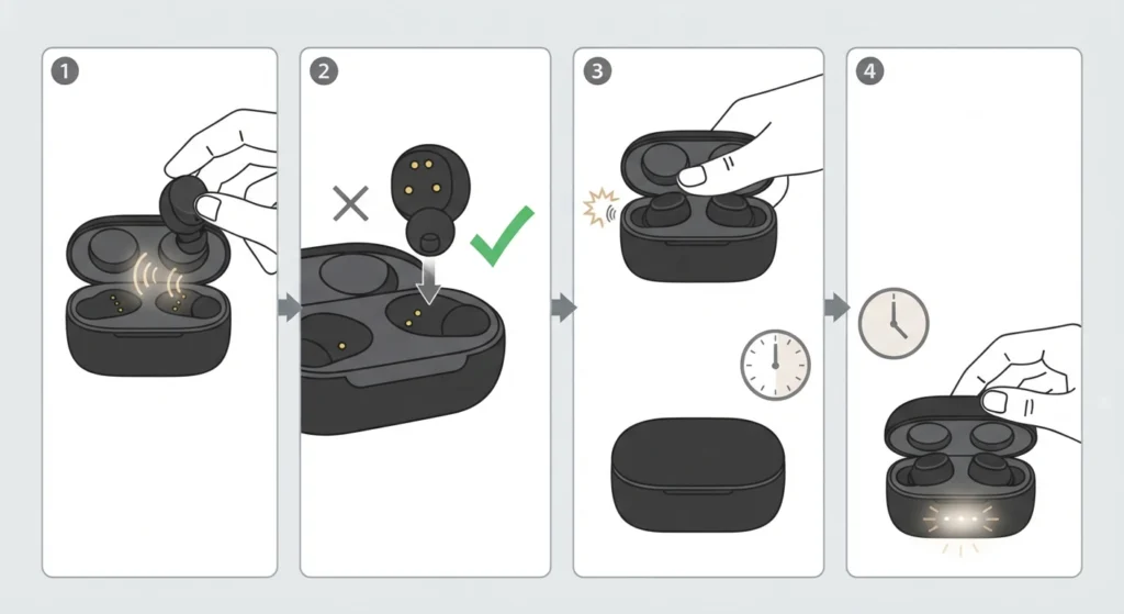 Seat the Earbuds Correctly and Close the Lid Fully