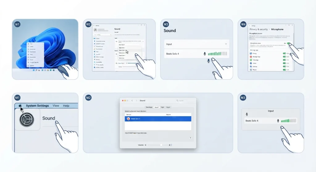 Select the Beats Solo 4 as the Input Device