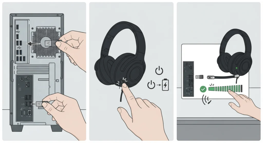 Try a Different USB Port or the Wireless Dongle