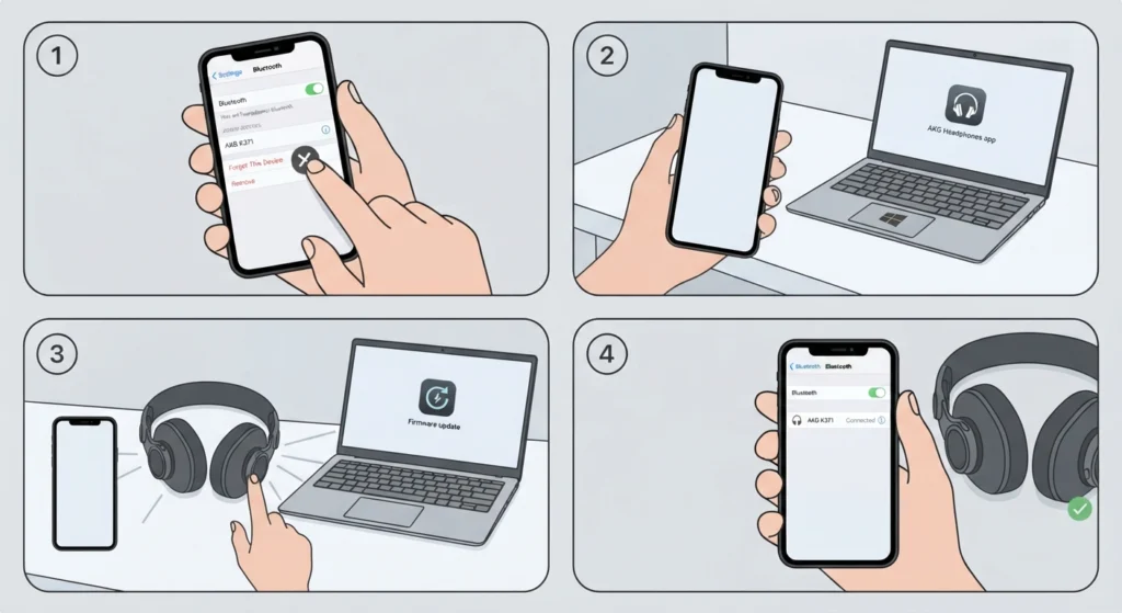 Update Through a Different Device or Reset the Bluetooth Connection