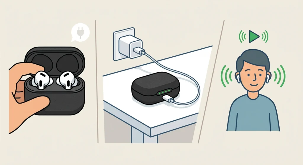 Charge the Earbuds and the Case