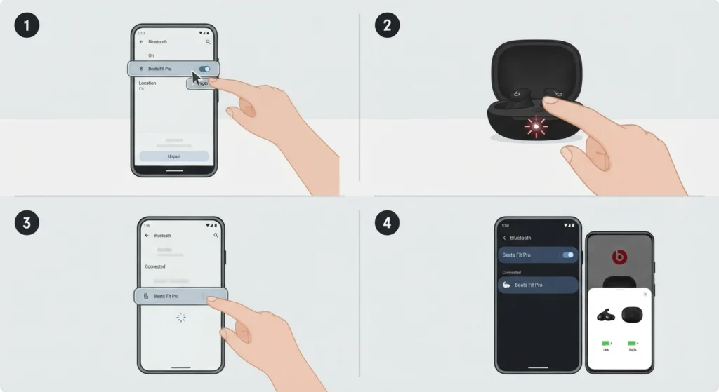 Forget, Reset, and Re-Pair the Earbuds