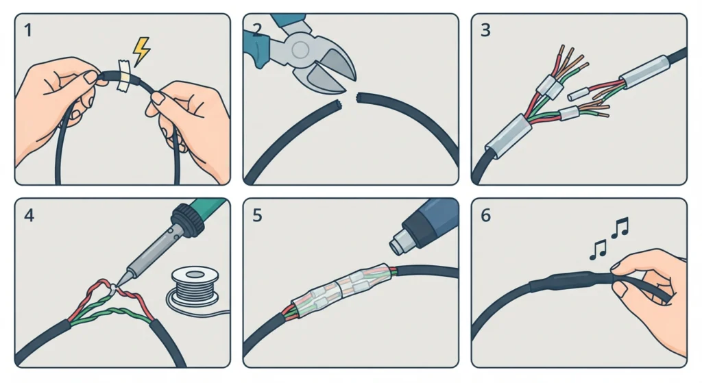 Repair a Break Near the Y-Split or Cable Middle
