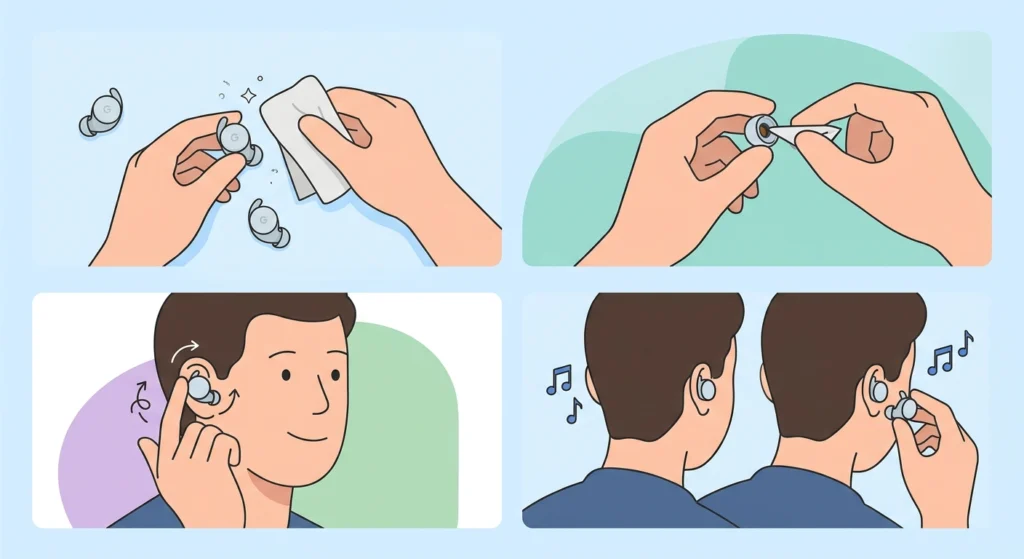 Reseat and Clean the Earbuds
